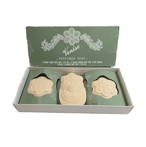 Vintage Venise parfümierte Seife Box Set 3 geformte Riegel 7,75 Unzen insgesamt - Bild 1 von 18