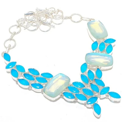 Collar De Joyería De Plata Esterlina 925 Con Topacio Arcoíris Místico Y Ónix 18" - Imagen 1 de 4