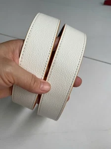 Men's belt, Genuine Cowhide Leg Leather Skin belt Cowhide White belt, Handmade - Picture 1 of 14