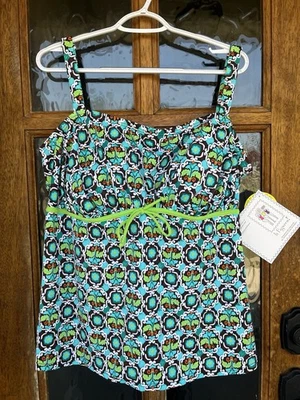 NOVO COM ETIQUETAS IT FIGURES Tankini Top 24W Plus Size Estampa Colorida - Imagem 1 de 4