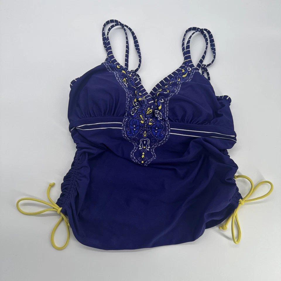 Athleta Bathing Suit Top Size Plunge Tankini 36 D-DD Paisley #54023 Adjustable - Image 1 of 4