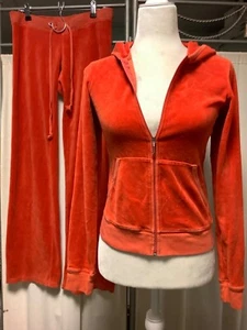 Juicy Couture Velour gerades Bein niedrige Leibhöhe Hose 30 x 31 Reißverschluss Hoodie PXS - Bild 1 von 14