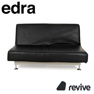 Edra Damier Leder Zweisitzer Schwarz manuelle Relaxfunktion Sofa Couch - Bild 1 von 4