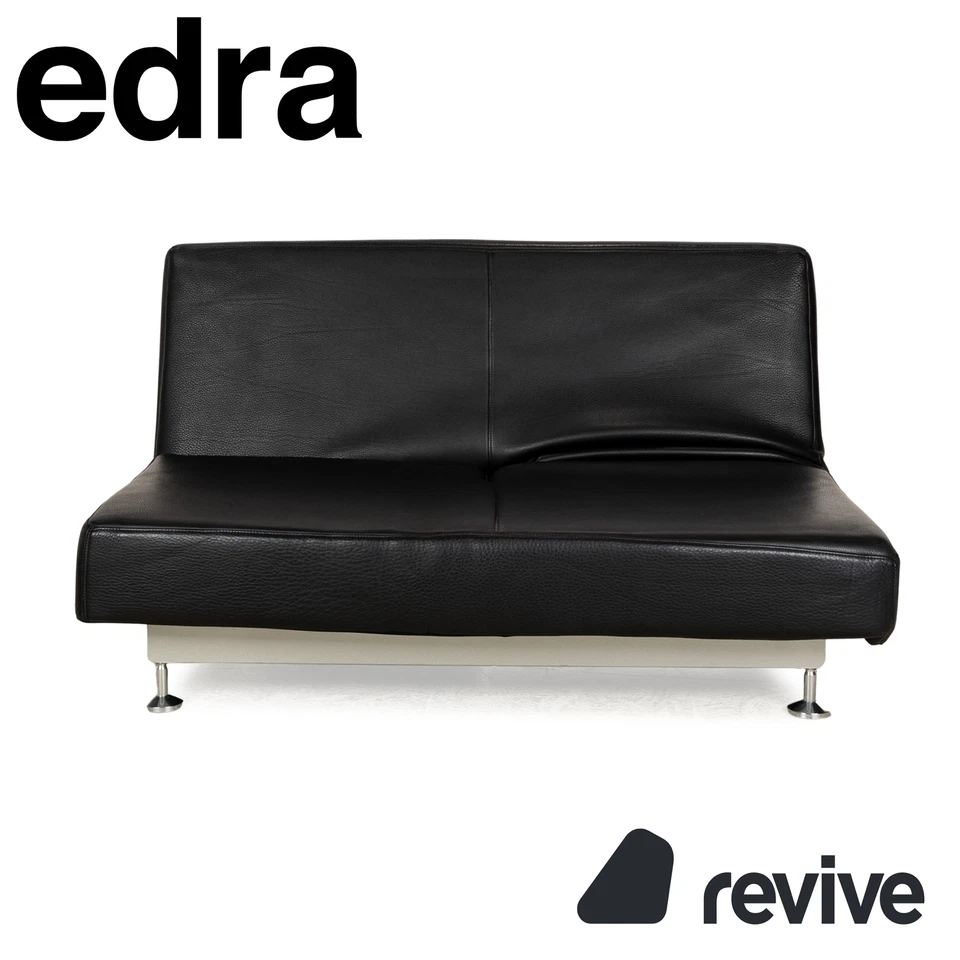 Edra Damier Leder Zweisitzer Schwarz manuelle Relaxfunktion Sofa Couch - Bild 1 von 4