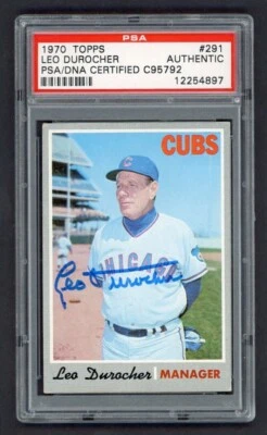 1970 Topps Baseball #291 Leo Durocher PSA/DNA Signed Autograph Chicago Cubs HOF - Image 1 of 2