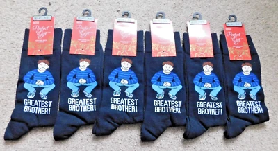 Group of 6 Marks & Spencer M&S Men's Cotton Rich Socks - Greatest Brother! - Image 1 of 4
