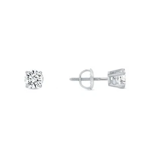 3/4 Karat Runde Labor erstellt gewachsene Diamantohrringe 18K Weißgold F/VS Korbschraube - Bild 1 von 3