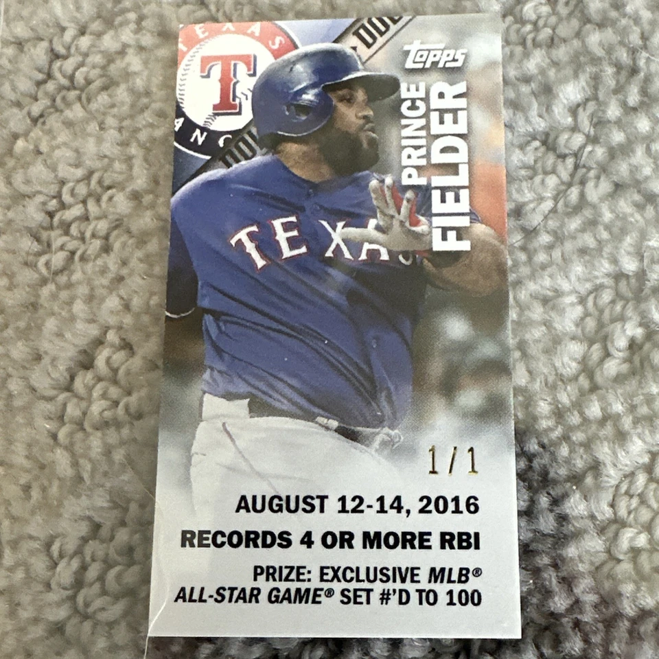 2016 Topps Mini Rip Card Double Play Promotion Prince Fielder 1/1 - Image 1 of 1