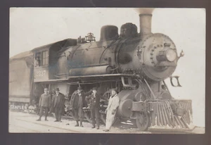 Staples MINNESOTA RPPC 1908 TRAIN ENGINE #2337 Railroad Depot Railway CREW MN - Bild 1 von 2