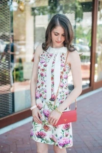 Ted Baker Lucilee White Floral A-Line Dress with bow Size 0 - Picture 1 of 15