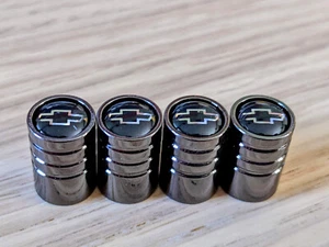 Chevrolet Gunmetal Tire Valve Stem Caps Covers Chevy (Set of 4) Universal Fit - Picture 1 of 1