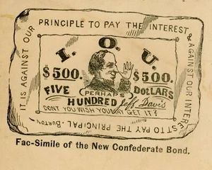 BÜRGERKRIEG PATRIOTISCHES COVER - DAVIS DAUMEN DIE NASE - KONFÖDERIERTENANLEIHE - SELTEN!! - Bild 1 von 2