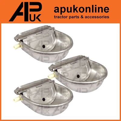 3 x Stainless Water Trough Bowl Automatic Drinking Drinker Cattle Chicken Donkey