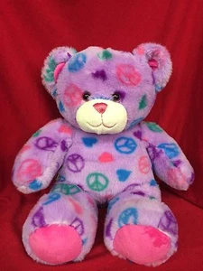 Build A Bear Tie Dyed Colorful Peace Sign Pattern Teddy Bear 15" Stuffed Plush - Imagen 1 de 7