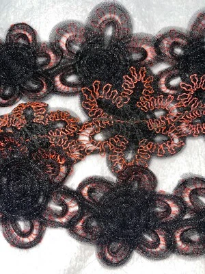 Organza 3 yardas negro rojo organza rosa en mal estado ribete de costura no elástico 3" de ancho Foto 1 de 3