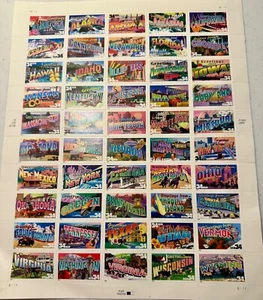 Greetings from America - Sheet of 50 USPS 34 cent Stamps - Pristine Condition - Picture 1 of 2