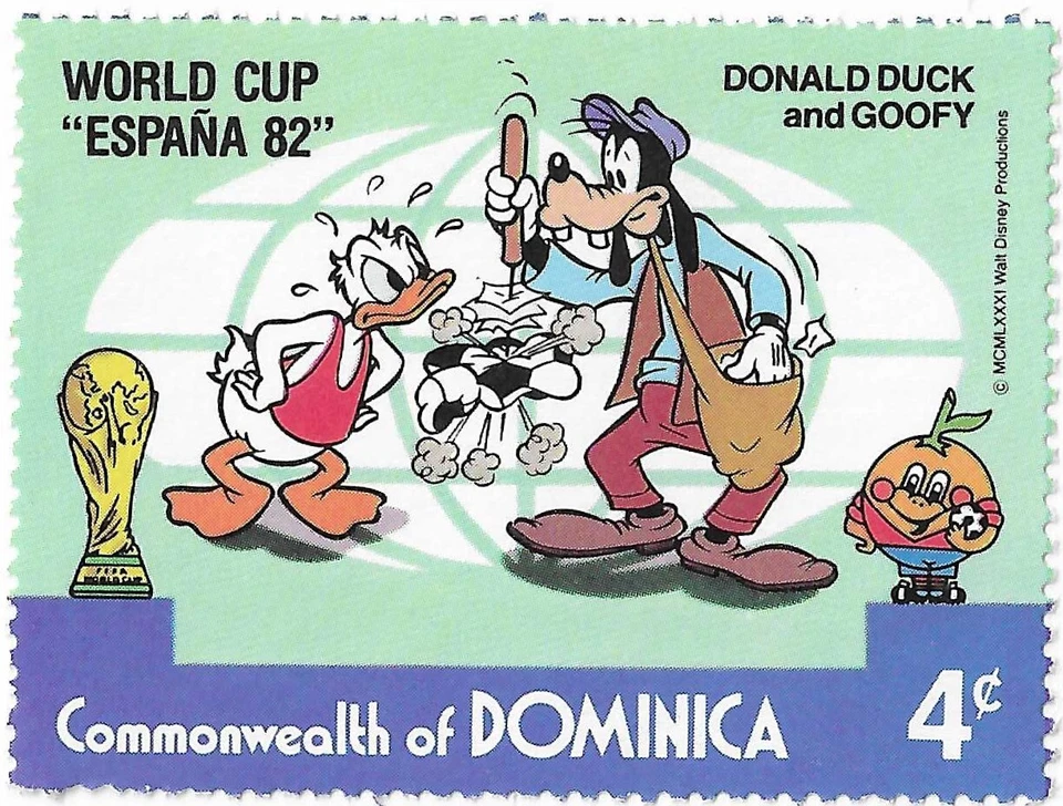 STAMP DOMINICA SCOTT 748 "Disney - Donald Duck & Goofy" 4 CENT 1982 MNH - Image 1 of 1