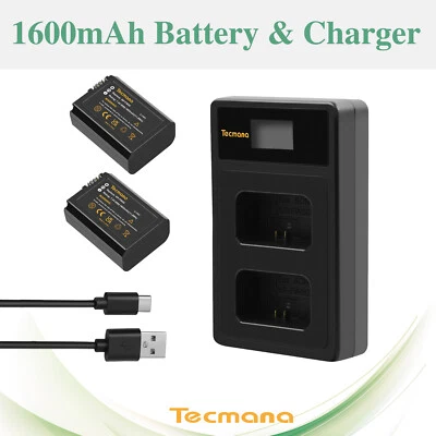 2X 1600mAh Battery For Sony NP-FW50 Alpha 7 5100 6000 a7 SLT-A35 SLT-A37+Charger - Image 1 of 4
