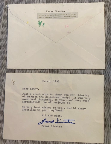 FRANK SINATRA HAND SIGNED  Autograph Note Personal Stationary W/ COA Cover