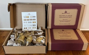 JUEGO DE 35 ADORNOS ÁRBOL NAVIDAD VIDRIO PLATA Y ORO BÁLSAMO COLINA - Imagen 1 de 5