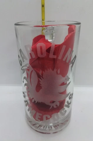 Vintage Large 7" University South Carolina Gamecocks Frosted Etched Stein Glass Cover