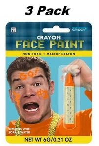 3 Orange Non Toxic Make Up Crayon Face Paint Sticks 3 Pack - Picture 1 of 2