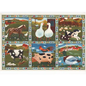 Farm Horse Geese Cow Pig 11.25 x 7.5 Inch Overglaze Waterslide Ceramic Decal - Bild 1 von 1