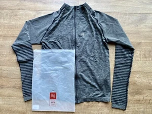Compressport Seamless Zip Mens Running Jumper Sweatshirt Grey Small - Picture 1 of 7