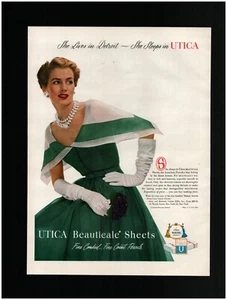 1950 Elegant Lady in Green dress UTICA Beauticale Sheets Original Print Ad ~ - Picture 1 of 1