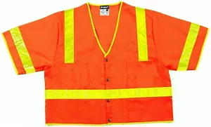 MCR Klasse 3 Polyester Mesh Sicherheitsweste mit Druckknopfverschluss, orange - 2XL - Bild 1 von 1