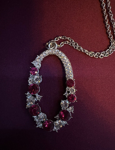 VETEMENTS Collana grande 18" forma ovale con strass rosa