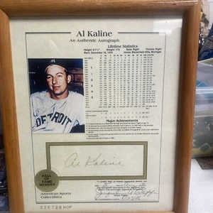 Hoja de estadísticas de carrera autografiada y notariada de Al Kaline HOF - Imagen 1 de 7