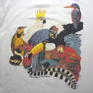 90s Rainforest Tropical Birds T Shirt L  Vintage US Jungle Nature Single Stitch - Picture 1 of 6