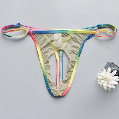 Mens Thongs Briefs Crotchless Pouch Hole Panties T-back Knickers Underwear - Image 1 of 4