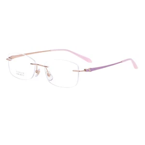 Montura de gafas ópticas ultra ligeras de β-titanio para mujer sin montura - Imagen 1 de 15