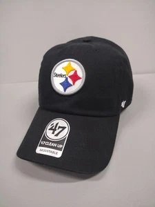 '47 Brand Pittsburgh Steelers Clean Up Black Adjustable Strap Hat Cap NFL OSFM - Picture 1 of 4