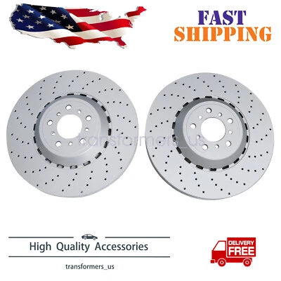 2× Front Vented & Drilled Disc Brake Rotors For BMW F10 F12 F13 M5 M6 - Image 1 of 4