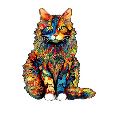 Unique Cat Wooden Puzzle Irregular Animal Shapes Gift for Birthday Christmas - Image 1 of 4