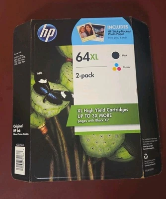 Genuine HP 64XL Black & Tri-Color Combo Ink Cartridges New Sealed EXPIRED  - Image 1 of 3