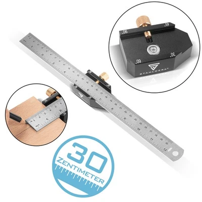 STAHLWERK Winkel Anschlaglineal Markierungslehre Markierungslineal Streichmaß - Bild 1 von 4