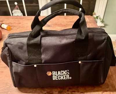 BLACK & DECKER HandyMan Tool Carrying Work Bag Black Nylon Handles Clean Nice - Image 1 of 4