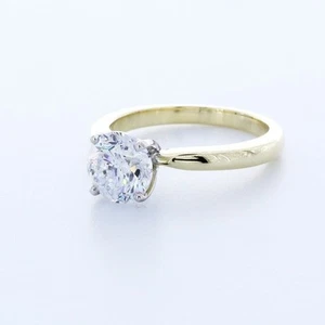 ANILLO SOLITARIO CLÁSICO PUNTA ORO 14K CORTE REDONDO D/VVS1 DIAMANTE CREADO EN LABORATORIO 2,0 QUILATES - Imagen 1 de 3