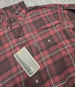 GH Bass Shirt Mens Small Burgundy Plaid Fireside Flannel Button Up New Tags - Picture 1 of 8