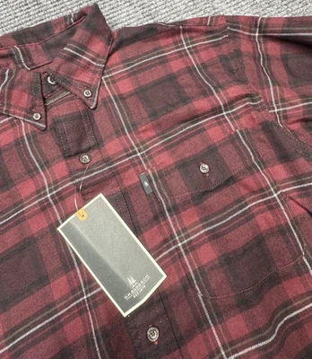 GH Bass Shirt Mens Small Burgundy Plaid Fireside Flannel Button Up New Tags - Image 1 of 4