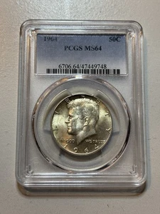 1964 Kennedy Half Dollar PCGS MS64 w/ TrueView Rainbow Reverse - Picture 1 of 7