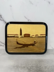 Placa de escena de góndola de marquetería italiana vintage Mariorita Ana-Capri Italia 8x6 - Imagen 1 de 7