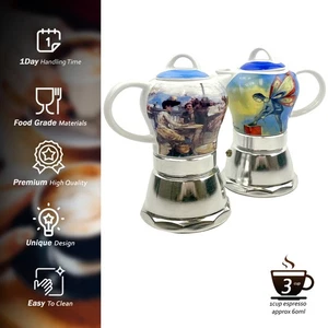 ceramic Italian Stove Top Espresso coffee Maker 3-4cups 200ml Vintage Porcelain - Picture 1 of 10