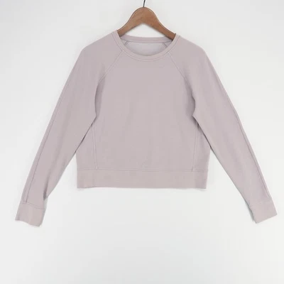 Sudadera Lululemon Mujer Pequeña Lavanda Cuello Redondo Pullover Recortado Logo Raglán Foto 1 de 4