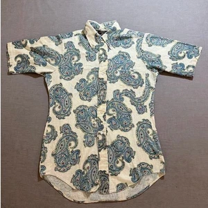Vintage Van Heusen Vanopress 417 Paisley Short Sleeve Button Up Shirt Mnes Small - Picture 1 of 5