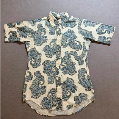 Vintage Van Heusen Vanopress 417 Paisley Short Sleeve Button Up Shirt Mnes Small - Image 1 of 4